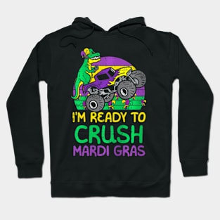 Kids Crush Mardi Gras Dino Monster Truck Hoodie